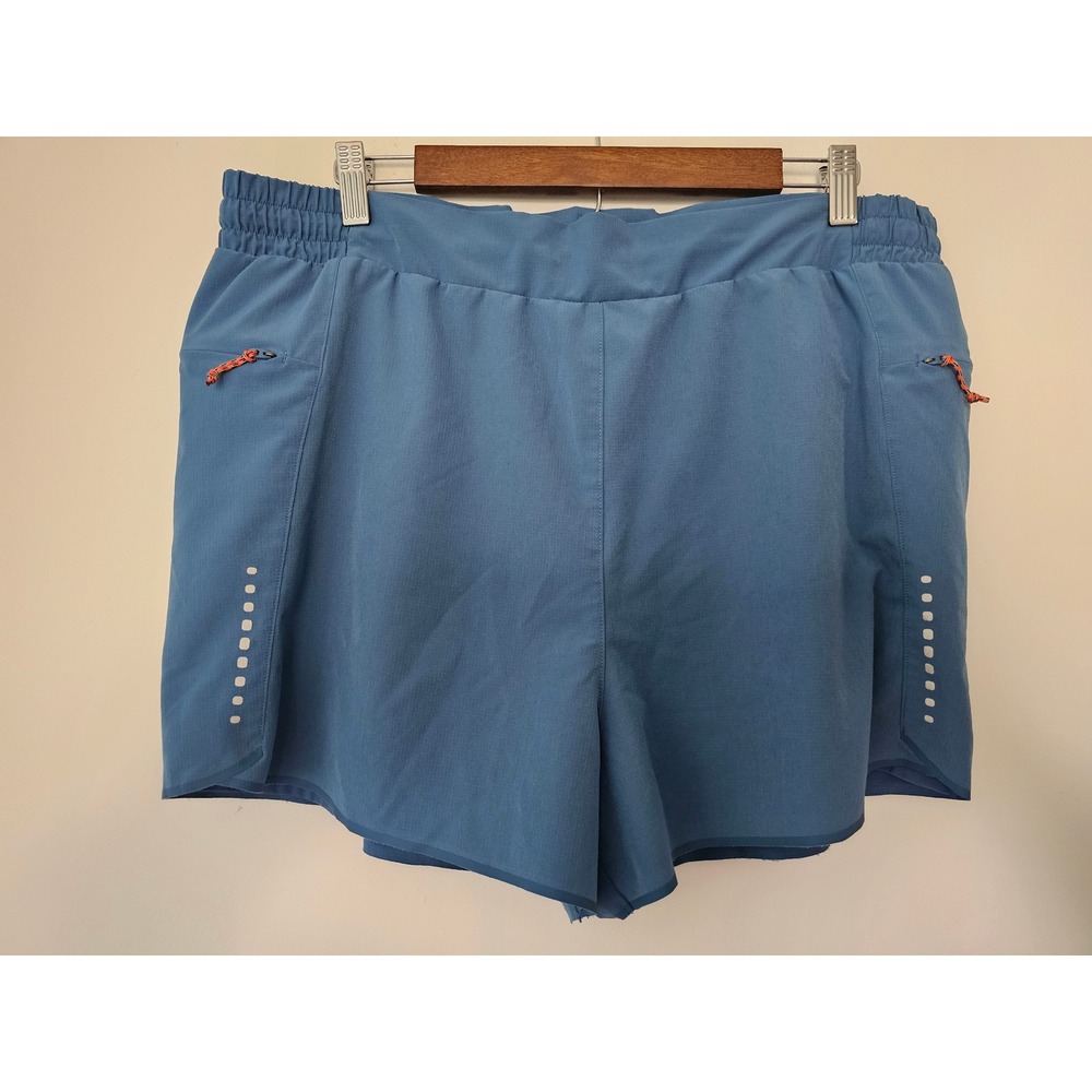 Activewear Blue Athletic Shorts Womens Large Reflective Zip Pockets Running Gym
